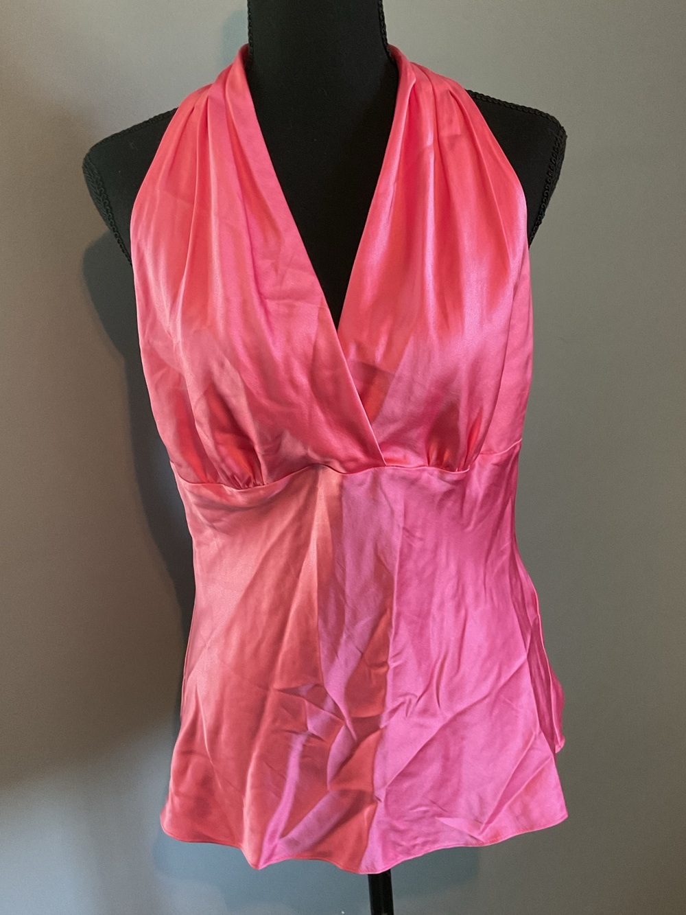 Express Hot Pink Silk Halter V-Neck Camisole